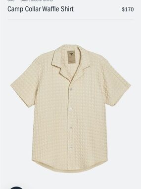 OAS Short-Sleeve Camp Collar Waffle Shirt - Cream